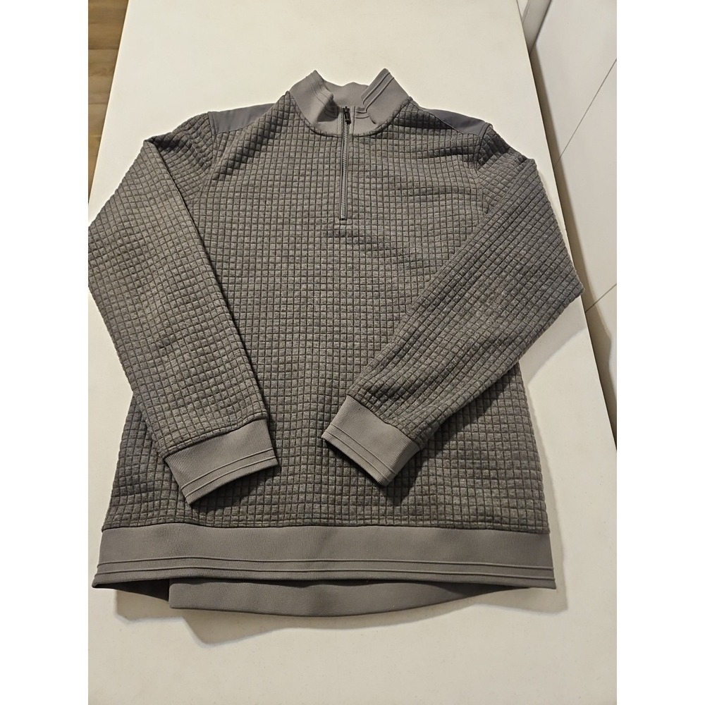 BUGATCHI Mens Waffle Knit Quarter Zip Sweatshirt Mens Size XL Gray Exc. (1591‎